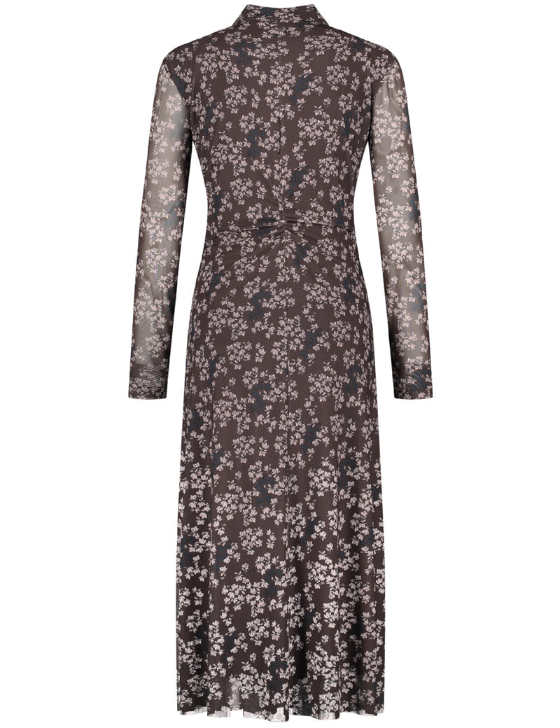 Inspiring Art Nouveau Long Sleeve Dress - Chestnut/rose