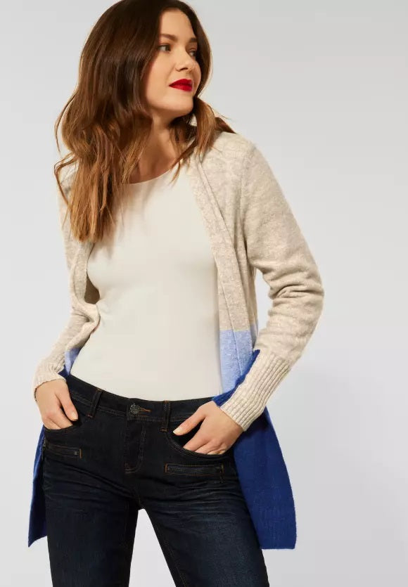 Canice Colorblock Cardigan - Crystal Sand Melange