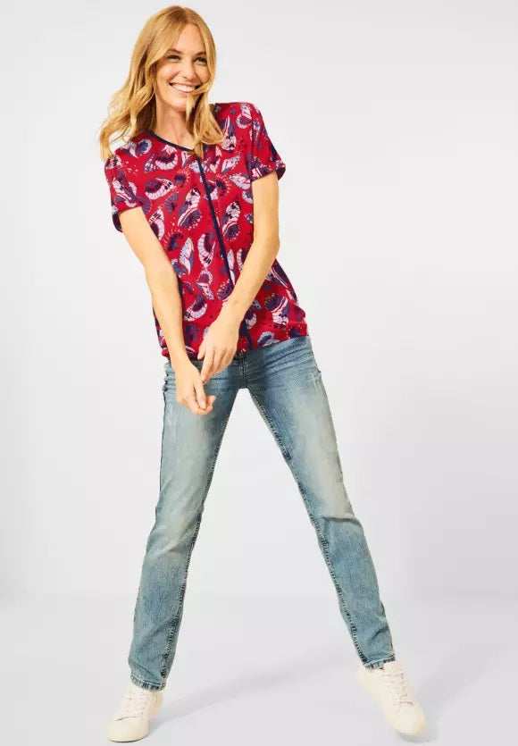 Print Mix Shirt - Hot Red