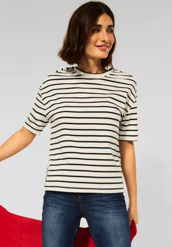 Striped Short Sleeve Sweatshirt - Deep Blue