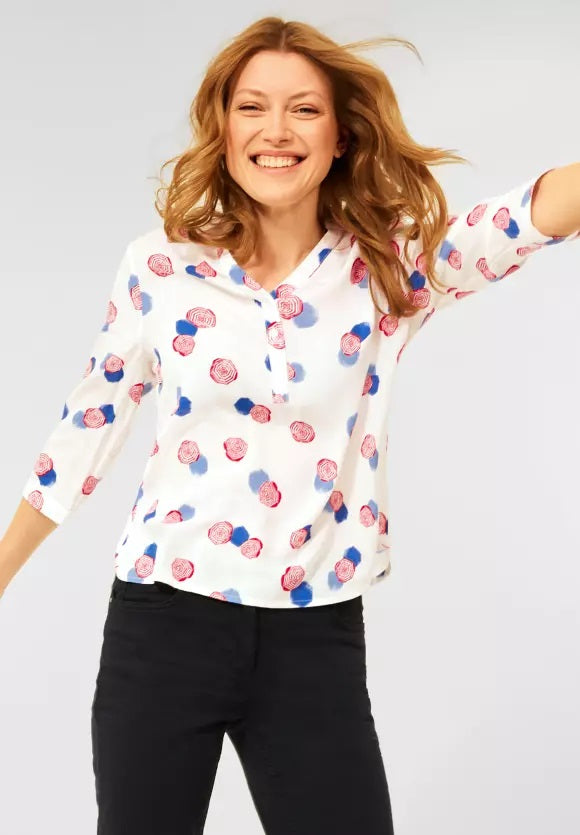 Dot Print Blouse - Vanilla White