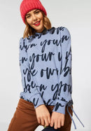 Cosy Wording Hoodie - Shiny Blue Melange
