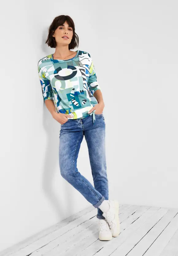 All Over Print Smock Shirt - Vanilla White