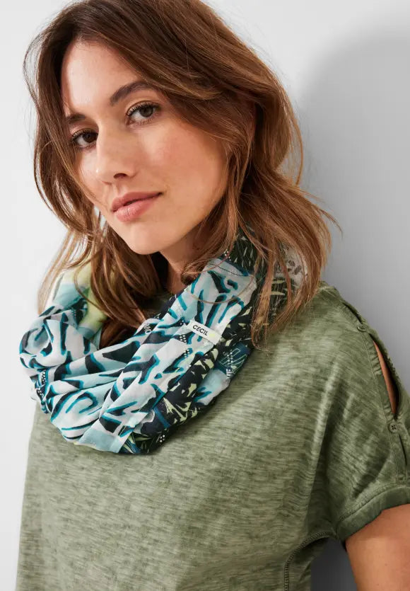 Foil Print Loop Scarf - Limelight Yellow