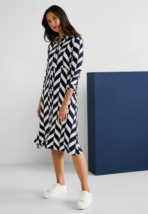 Print Dress - Deep Blue