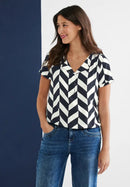 Print Shirt Blouse - Deep Blue