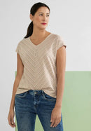 Stripe V Neck Shirt - Light Smooth Sand