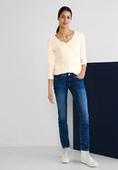 Gathered V-Neck Shirt - Lucid White