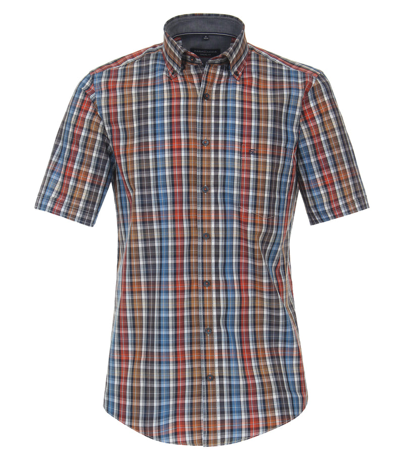 Short Sleeve Check Shirt - Tangarine