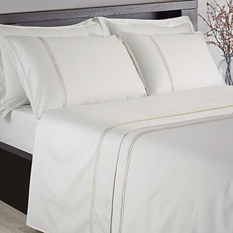 Two Row Cord Duvet Cover Set - Champagne