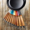 26cm Cast Iron Frying Pan With Wooden Handle - Satin Black
