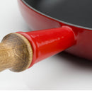 26cm Cast Iron Frying Pan With Wooden Handle - Cerise