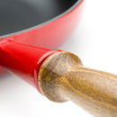 26cm Cast Iron Frying Pan With Wooden Handle - Cerise