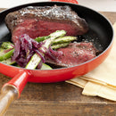 26cm Cast Iron Frying Pan With Wooden Handle - Cerise