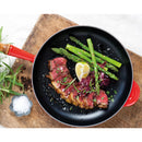 26cm Cast Iron Frying Pan With Wooden Handle - Cerise