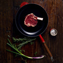 26cm Cast Iron Frying Pan With Wooden Handle - Cerise