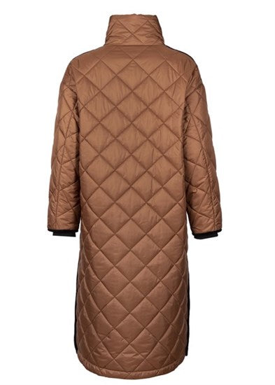 Long Quilted Coat - Almond Brown