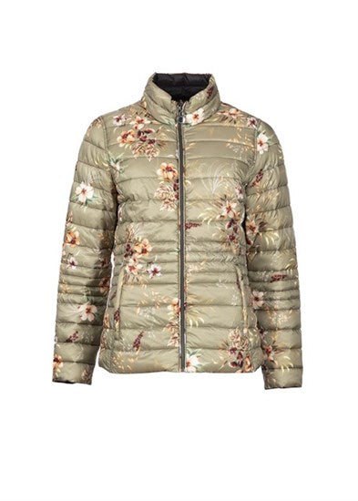 Short Padded Floral Jacket - Musstone-black