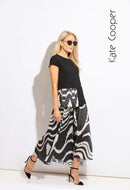 Wide Leg Print Trouser - Black/cream