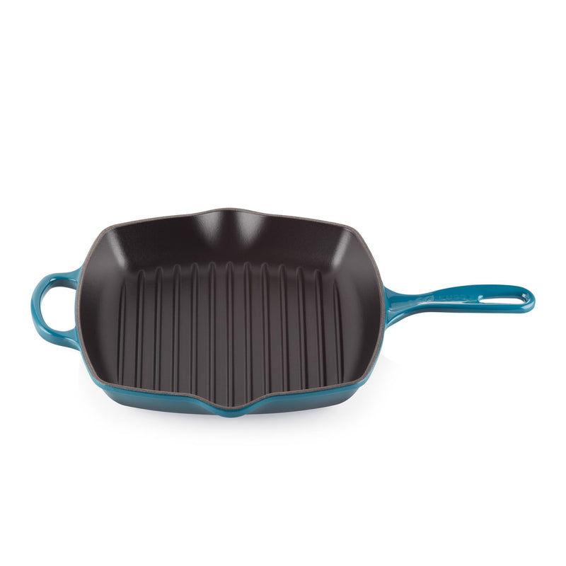 26cm Square Cast Iron Grill Pan - Deep Teal