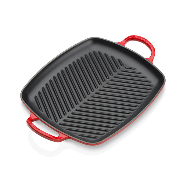 Shallow Cast Iron Rectangular Grill 30cm - Cerise