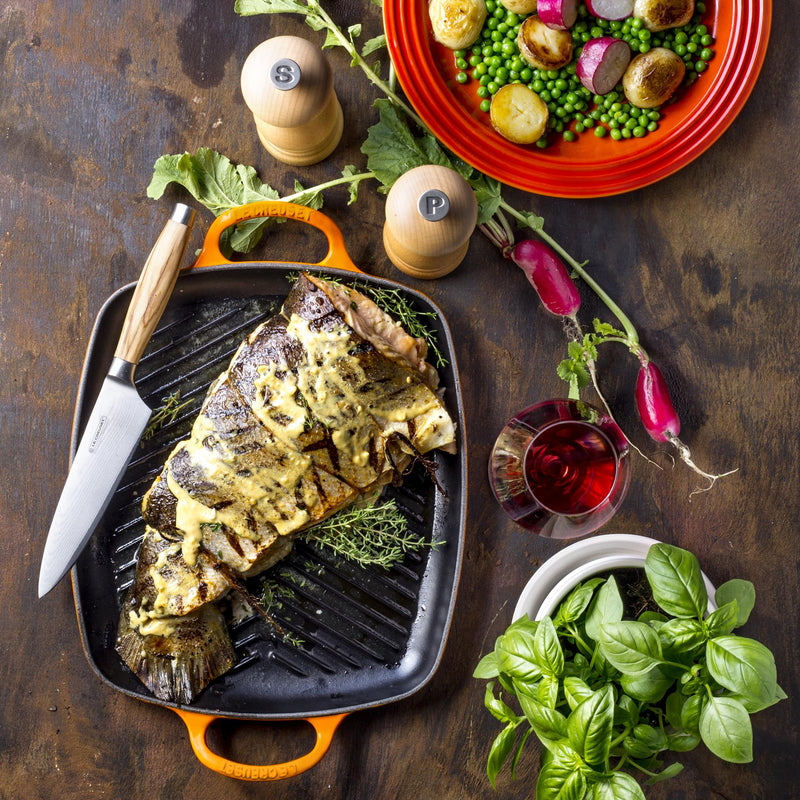 Shallow Cast Iron Rectangular Grill 30cm - Volcanic