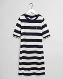 Bar Striped Jersey Dress - Evening Blue