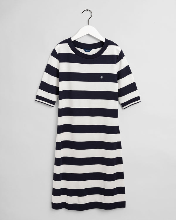Bar Striped Jersey Dress - Evening Blue