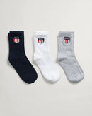Retro Shield 3pk Socks - Light Grey Melange