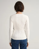 Stretch Cable V Neck Jumper - Eggshell