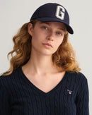 Stretch Cable V Neck Jumper - Evening Blue