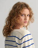 Block Stripe Boat Neck Jumper - Lapis Blue