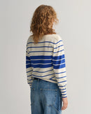 Block Stripe Boat Neck Jumper - Lapis Blue
