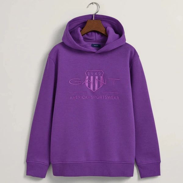 Tonal Archive Shield Hoodie - Dark Violet