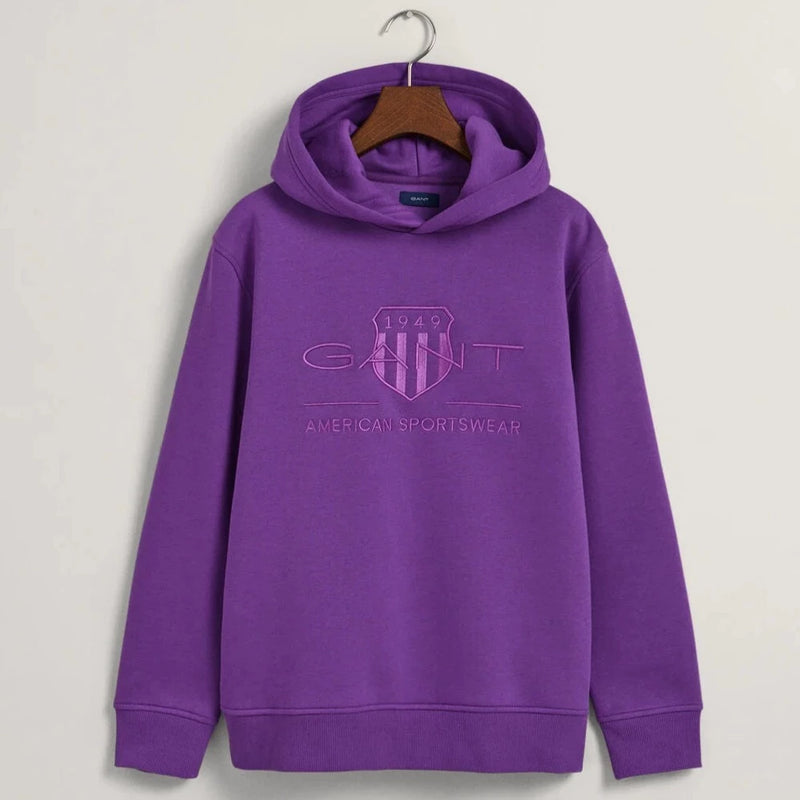 Tonal Archive Shield Hoodie - Dark Violet