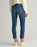 Cropped Slim Jean - Mid Blue Broken In