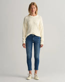 Cropped Slim Jean - Mid Blue Broken In