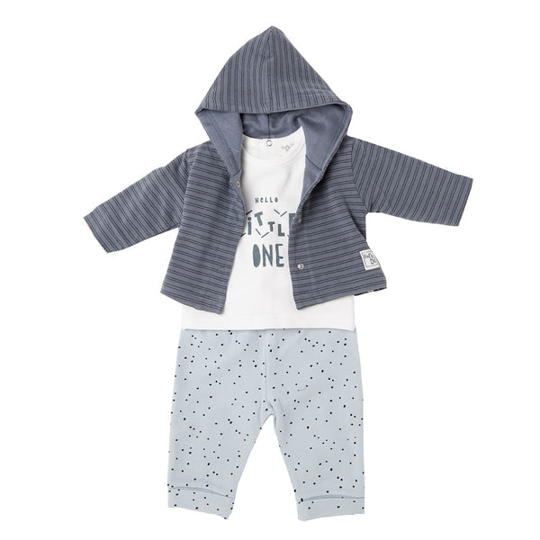Two Piece Set with Hooded cardigan - Blue