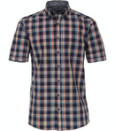 Comfort Fit Button Down Check Shirt - Light Blue