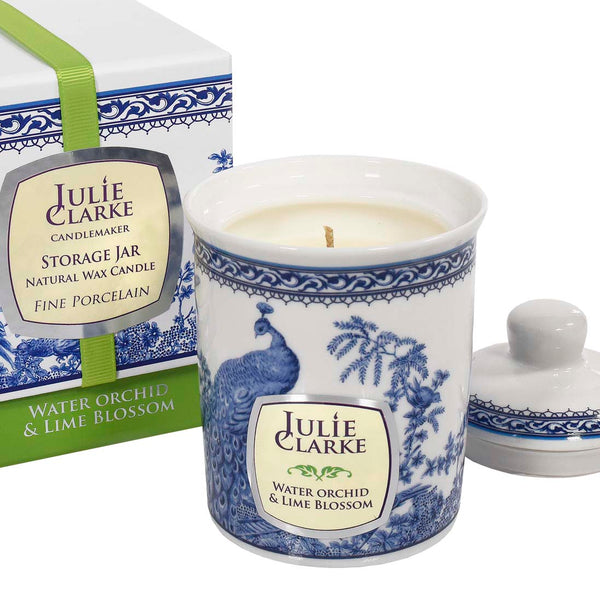 Blue Peacock Candle - Water Orchid & Lime Blossom