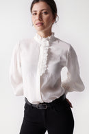 Collar Detail Flowing Blouse - Beige