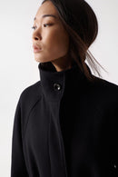 Woollen Coat with Belt - Black