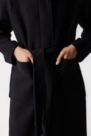 Woollen Coat with Belt - Black