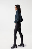 Open Stitch High Neck Jumper - Green