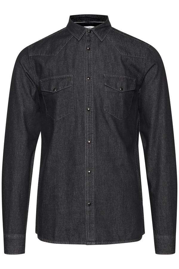 Saxon Long Sleeve Denim Shirt - Black