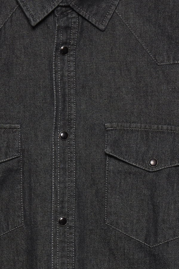 Saxon Long Sleeve Denim Shirt - Black