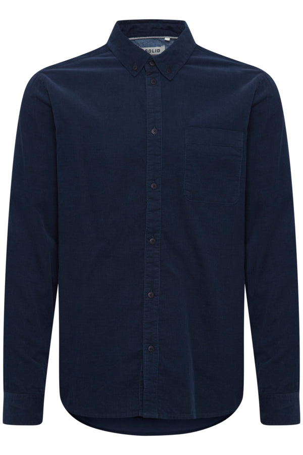 Juan Long Sleeve Cord Shirt - Insignia Blue