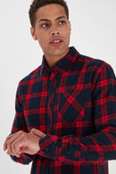 Juan Button Up Check Shirt - Racing Red