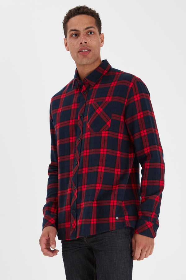 Juan Button Up Check Shirt - Racing Red