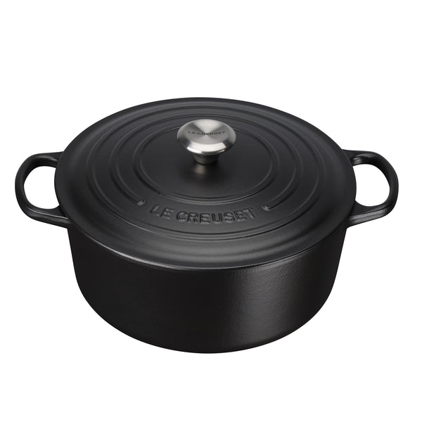 Signature Cast Iron Round Casserole 22cm - Satin Black
